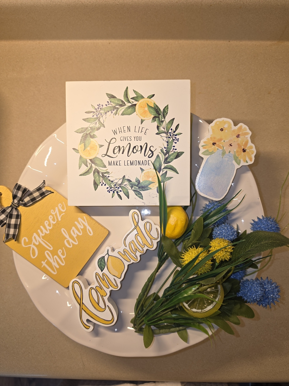 Lemon Themed Tier Tray Decor